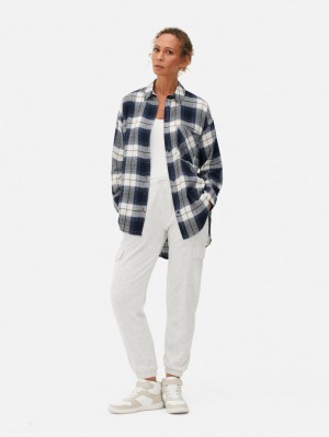 Primark Boyfriend Check Overhemd Dames Donkerblauw | Nederland 51769-WFND
