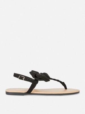 Primark Brede Fit Chiffon Bow Sandalen Dames Zwart | Nederland 76918-FBMK