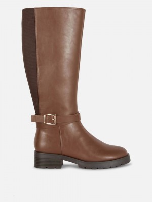 Primark Brede Fit Knee-High Laarzen Dames Bruin | Nederland 83467-WEUV
