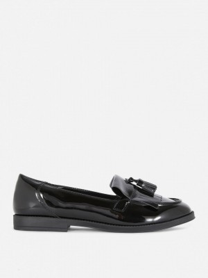 Primark Brede Fit Lak Tassel Loafers Dames Zwart | Nederland 67231-YBOJ