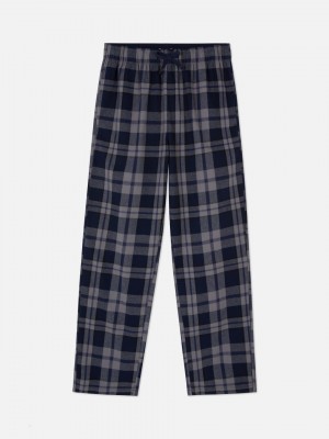 Primark Brushed Check Pajama Broek Heren Donkerblauw | Nederland 28601-BHRG