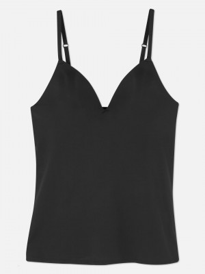 Primark Built-In Bra Cami Top Pyjama Dames Zwart | Nederland 78015-KMPB