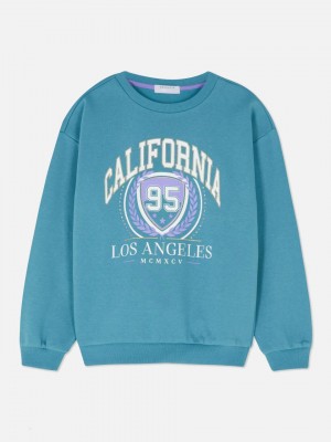 Primark California Printed Sweatshirt Meisjes Turquoise | Nederland 64785-VUWQ