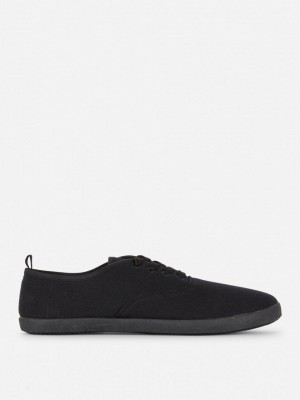 Primark Canvas Kanten Up Vrijetijds Sneakers Dames Zwart | Nederland 91270-NSHF