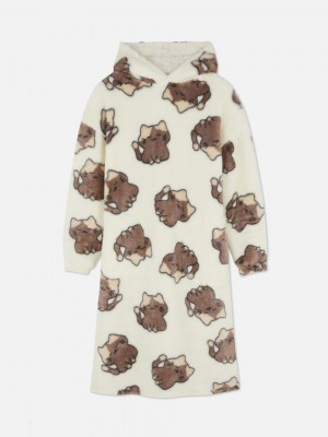 Primark Cat Print Fleece Oversized Sweatshirt Dames Beige | Nederland 24085-LSNF