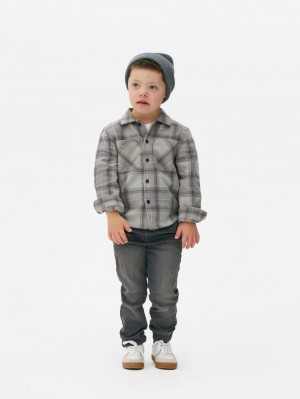 Primark Check Long Sleeve Overshirt Overhemd Jongens Grijs | Nederland 35416-UWCJ