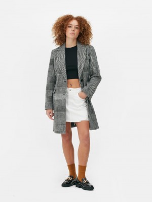 Primark Check Longline Jassen Dames Zwart Wit | Nederland 65820-WGZI