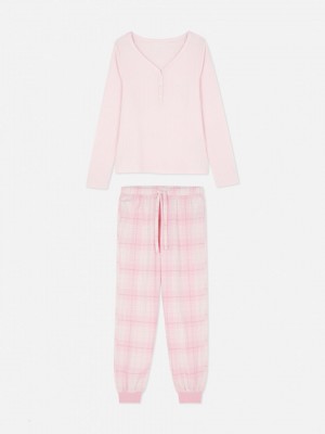 Primark Check Pajama Set Pyjama Dames Roze | Nederland 64592-BHAC
