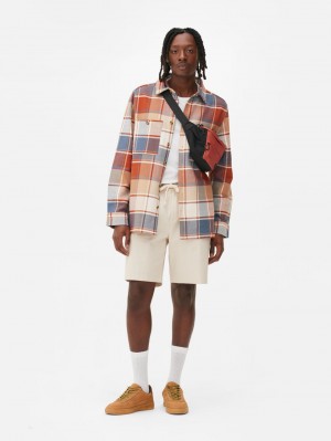Primark Check Print Overshirt Overhemd Heren Oranje | Nederland 04673-UGJP
