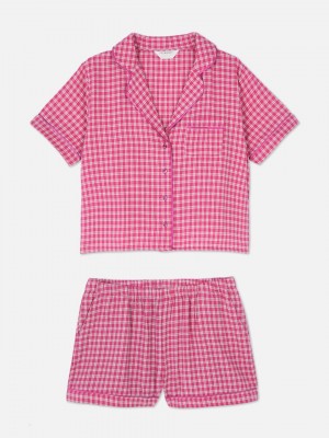 Primark Check and Pajama Set Pyjama Dames Roze | Nederland 21576-PGRL