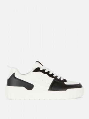 Primark Chunky Flatform Low Tops Sneakers Dames Zwart Wit | Nederland 03192-QURG