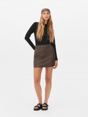 Primark Coated Denim Mini Rokken Dames Chocola | Nederland 07891-ZFLR
