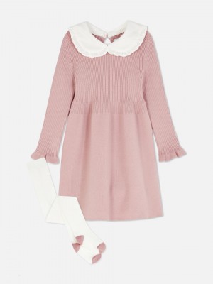 Primark Collared Knit & Tights Set Jurk Meisjes Roze | Nederland 49173-BTAF