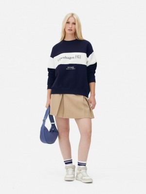 Primark Color Block Sweatshirt Dames Donkerblauw | Nederland 49320-YBGH