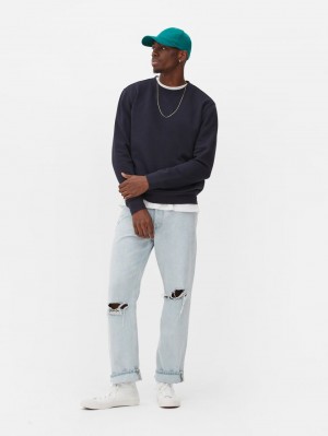 Primark Crew Neck Sweatshirt Heren Donkerblauw | Nederland 85321-MKJE