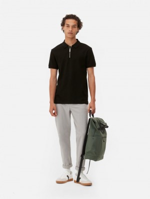 Primark Crinkle Textured Polo Overhemd Heren Zwart | Nederland 01784-SAJZ