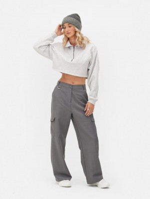 Primark Cropped Half-Zip Sweatshirt Dames Grijs | Nederland 14896-UQRZ
