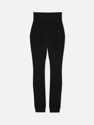 Primark Cropped Velvet Plush Gevoerde Leggings Dames Zwart | Nederland 45312-AHRE