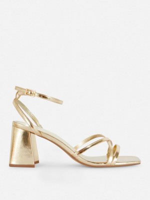 Primark Cross Riemen Block Heel Sandalen Dames Goud | Nederland 90784-CZNT