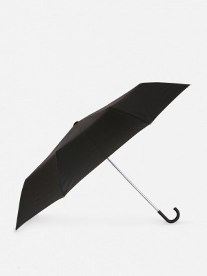 Primark Curved Handle Folding Paraplu's Dames Zwart | Nederland 59346-UDSO