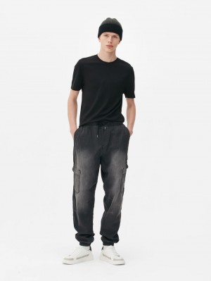 Primark Denim Cargo Jeans Heren Zwart | Nederland 79125-KLGM