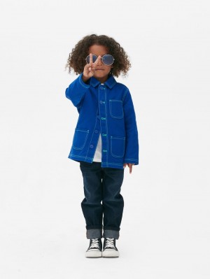 Primark Denim Contrast Stitch Shacket Overhemd Jongens Diepblauw | Nederland 90657-HJQW