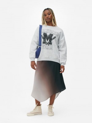 Primark Distressed Varsity Print Pullover Dames Grijs | Nederland 12063-YVER