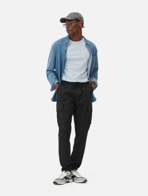 Primark Drawstring Cargo Broek Heren Zwart | Nederland 36287-VJKX