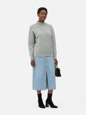 Primark Embellished Pearl Truien Dames Grijs | Nederland 81260-KTOF