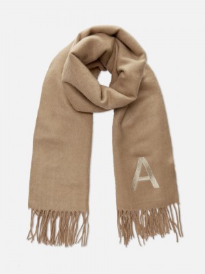 Primark Embroidered Initial Fringed Sjaals Dames Beige | Nederland 91268-EPCI