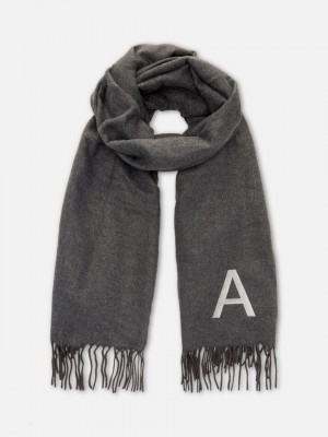 Primark Embroidered Initial Fringed Sjaals Dames Grijs | Nederland 48207-NUGX