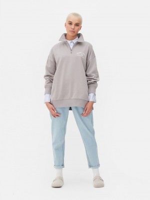 Primark Embroidered Polo Sweatshirt Dames Grijs | Nederland 64258-KRET