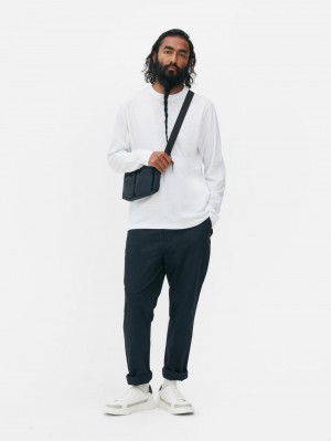 Primark Essential Long Sleeve T-shirts Heren Wit | Nederland 98214-ZANU
