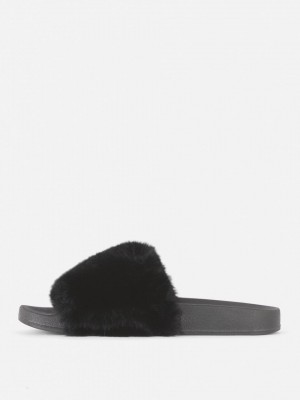Primark Faux Fur Badeslippers Dames Zwart | Nederland 38619-WPXK
