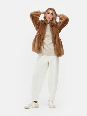 Primark Faux Fur Funnel Jassen Dames Bruin | Nederland 03578-DIAX