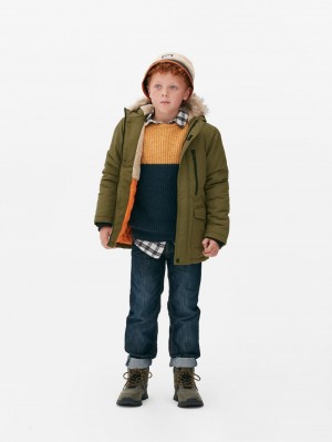 Primark Faux Fur Met Capuchon Parka Jas Jongens Olijfgroen | Nederland 16439-MHCB