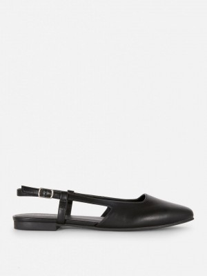 Primark Faux Leren Slingback Platte Schoenen Dames Zwart | Nederland 10742-TOGF