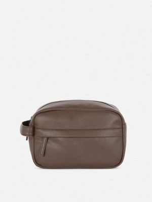 Primark Faux Leren Toilettas Heren Bruin | Nederland 83607-EXIF