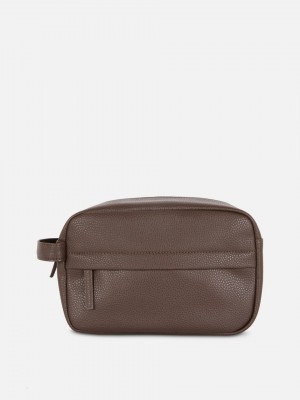 Primark Faux Leren Toilettas Heren Chocola | Nederland 06821-JGCR