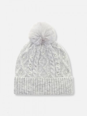 Primark Faux Pearl Cable Knit Muts Dames Grijs | Nederland 07814-MTRX
