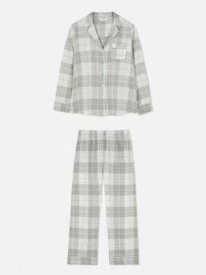 Primark Flannel Check Pajama Set Pyjama Dames Grijs | Nederland 20567-GEHU