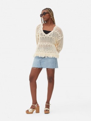 Primark Fringed Crochet Truien Dames Wit | Nederland 63829-BPQJ