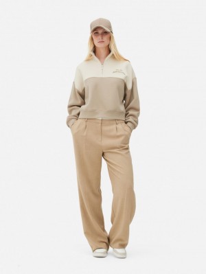 Primark Funnel Neck Half Zip Sweatshirt Dames Beige | Nederland 87435-OIFA