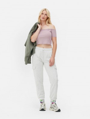 Primark Geribbeld Bardot Topjes Dames Donkerroze | Nederland 49563-ONVG