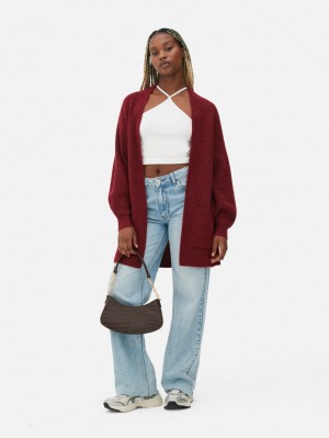 Primark Geribbeld Open Cardigan Dames Bordeaux | Nederland 20964-TERG