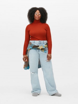 Primark Geribbeld Roll Neck Truien Dames Rood | Nederland 84702-SKRW