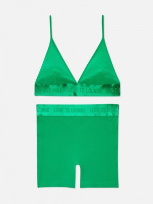 Primark Geribbeld Seamfree Bralette & Boxer Set BH Dames Lichtgroen | Nederland 32479-GYXP