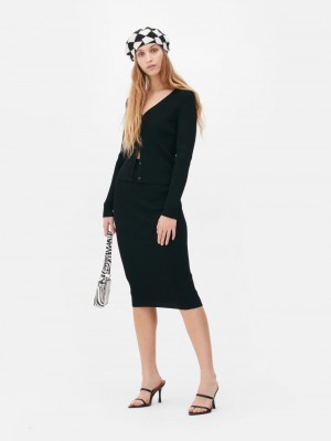Primark Geribbeld V-Neck Cardigan Dames Zwart | Nederland 78615-CAYF