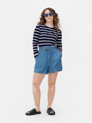 Primark Gestreept Long Sleeve T-shirts Dames Donkerblauw | Nederland 97204-FXZH