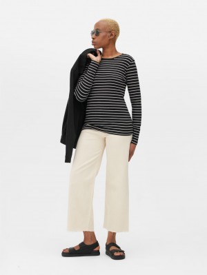 Primark Gestreept Long Sleeve T-shirts Dames Zwart | Nederland 91643-LTRZ